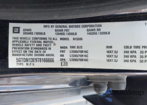 2007 Hummer H3 Suv from USA, damaged, VIN 5GTDN13E978166666